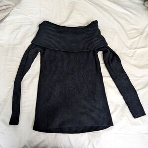 NWOT Banana Republic women's ribbed off-shoulder long sleeves sweater,XS,black